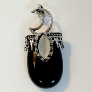 CIONDOLO LUNA OSSIDIANA NERA E PIETRA DI LUNA 4’5CM